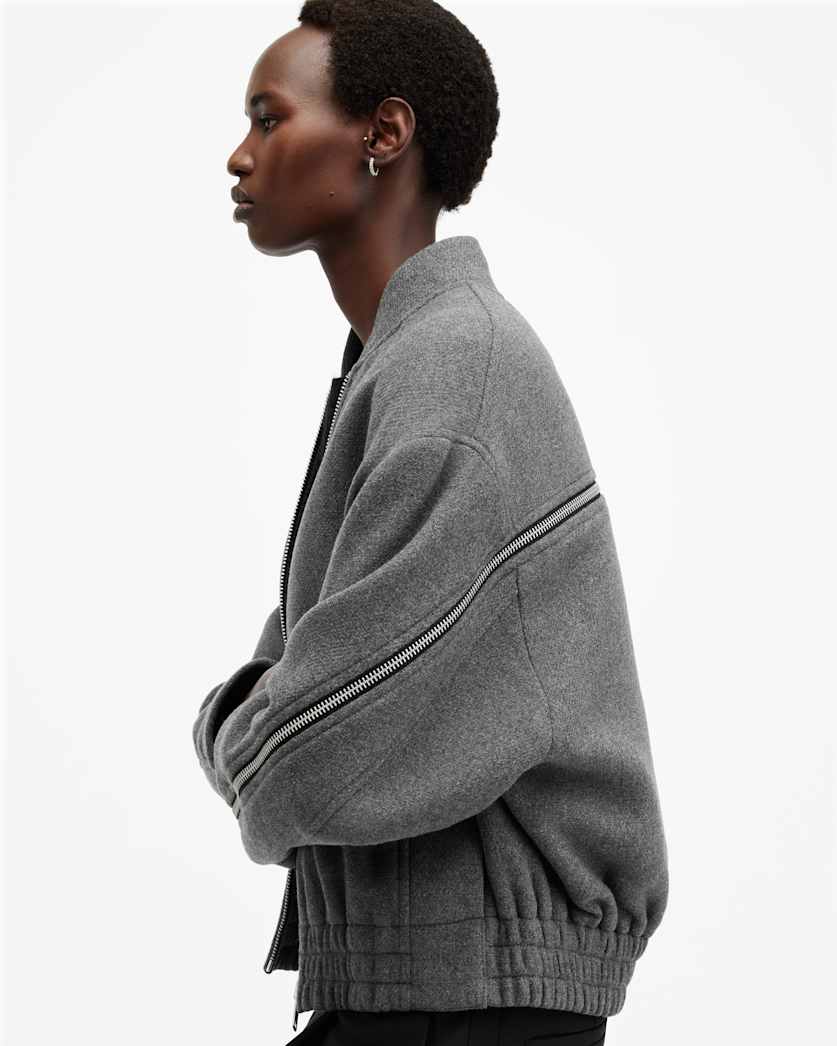 all saints Hackney Bomber Jacket Grey