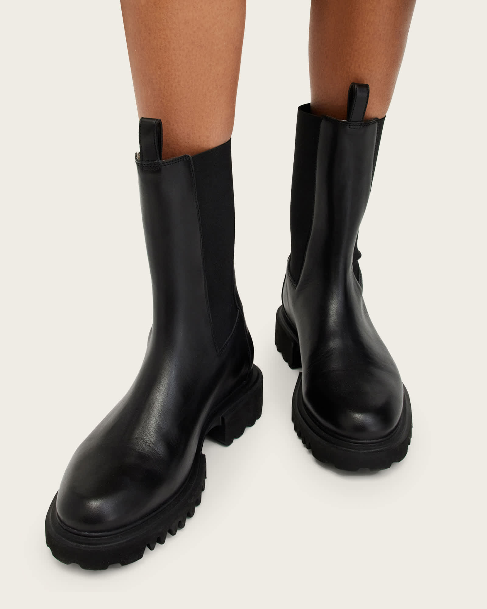 All Saints Hallie Leather Ankle Boots Black