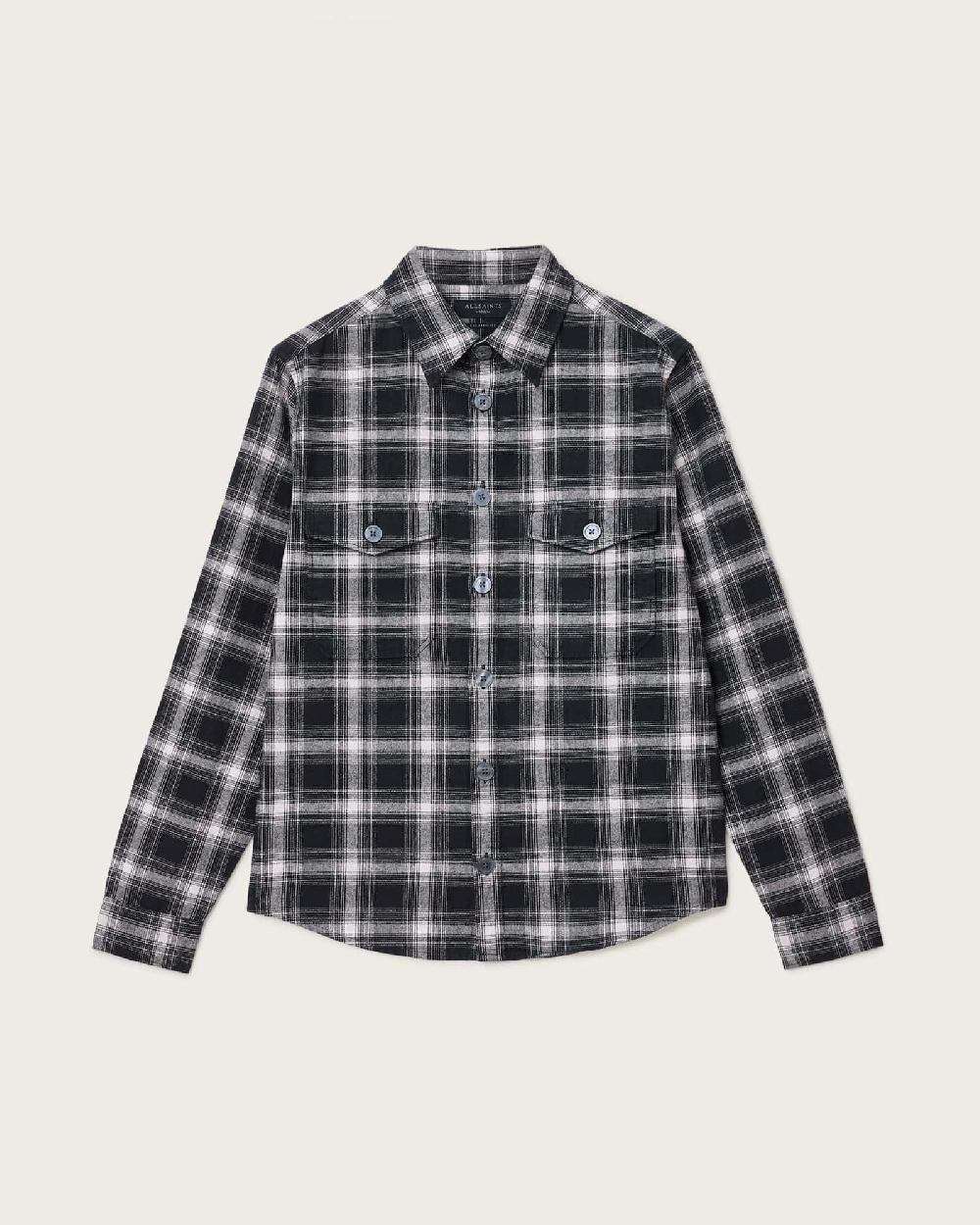 All Saints Hamura Checked Relaxed Fit Shirt Black