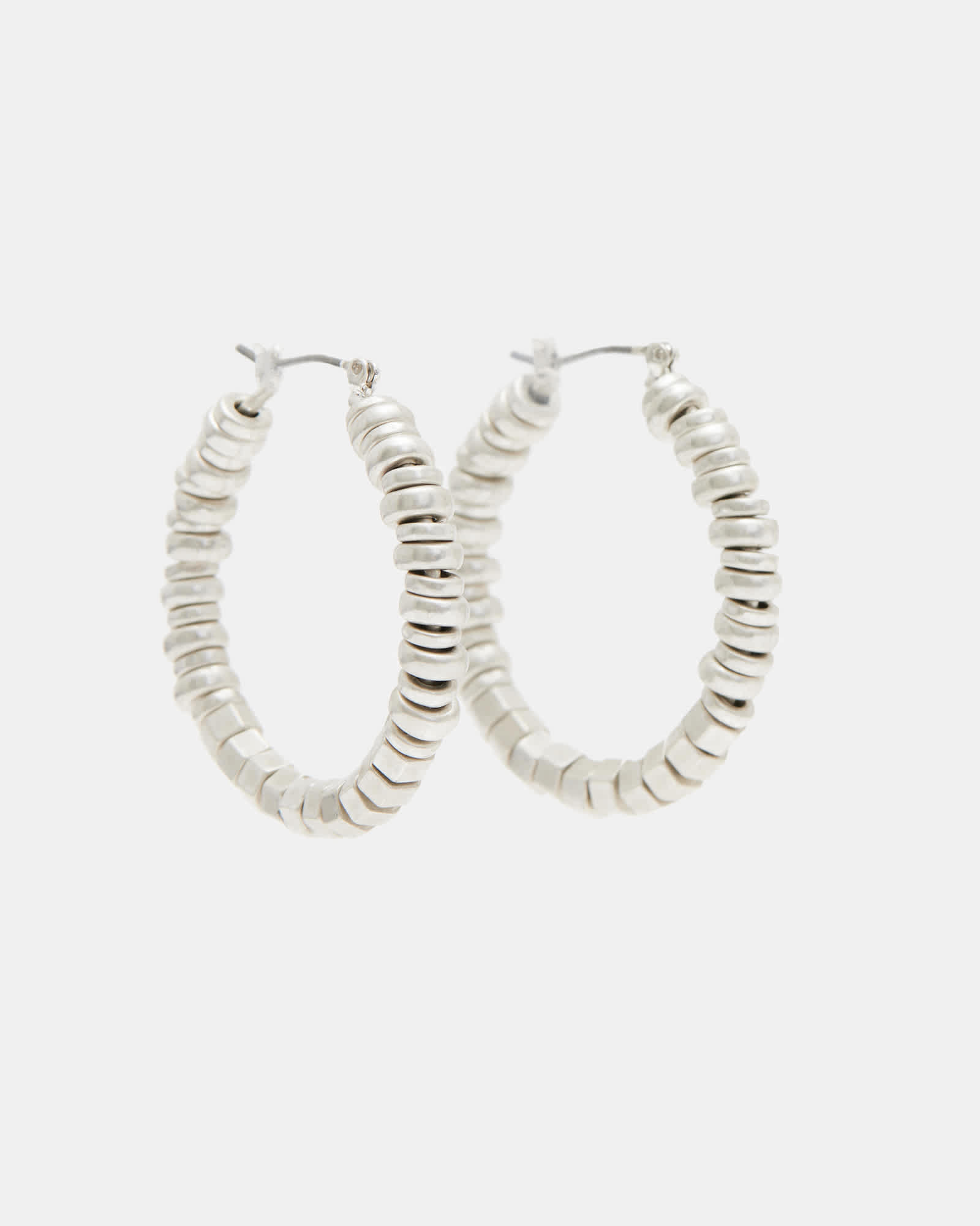 All Saints Hana Beaded Hoop Earrings Warm Silver