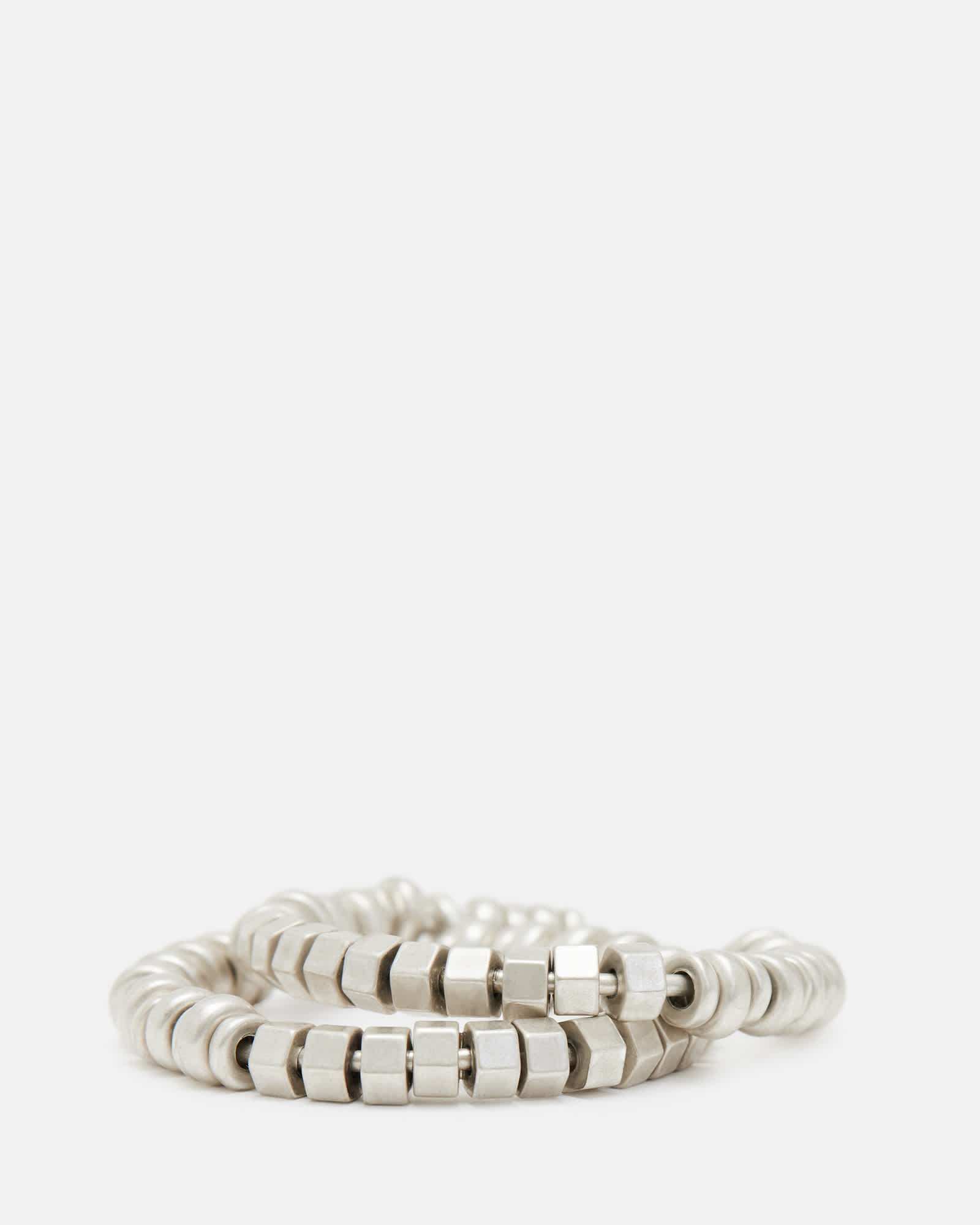 All Saints Hana Beaded Hoop Earrings Warm Silver