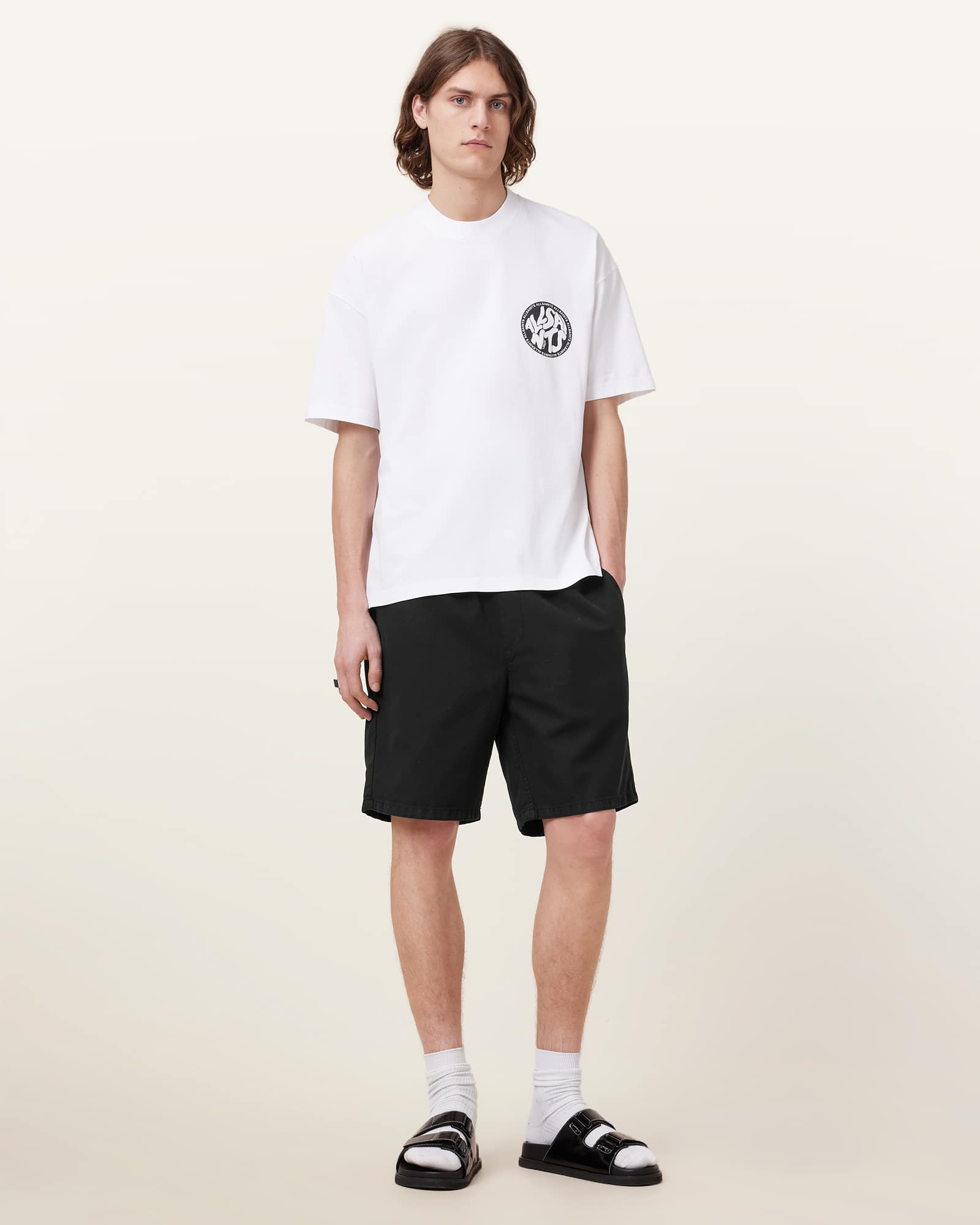 All Saints Hanbury Relaxed Fit Shorts Jet Black