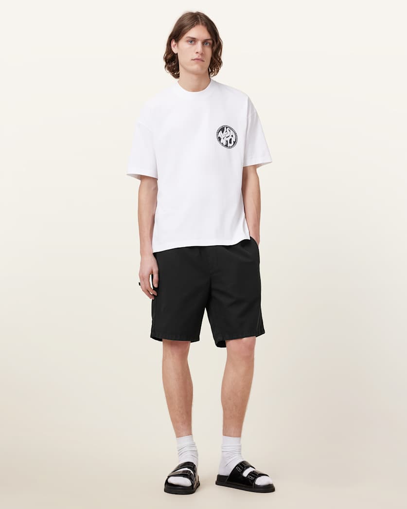 all saints Hanbury Relaxed Fit Shorts Jet Black