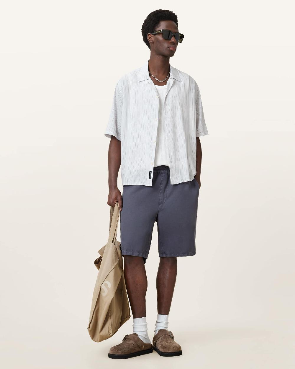 All Saints Hanbury Relaxed Fit Shorts Odyssey Blue