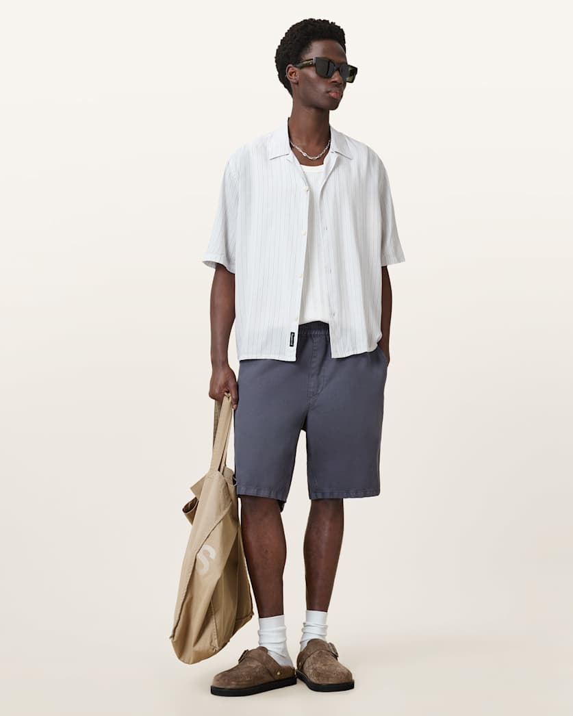 all saints Hanbury Relaxed Fit Shorts Odyssey Blue