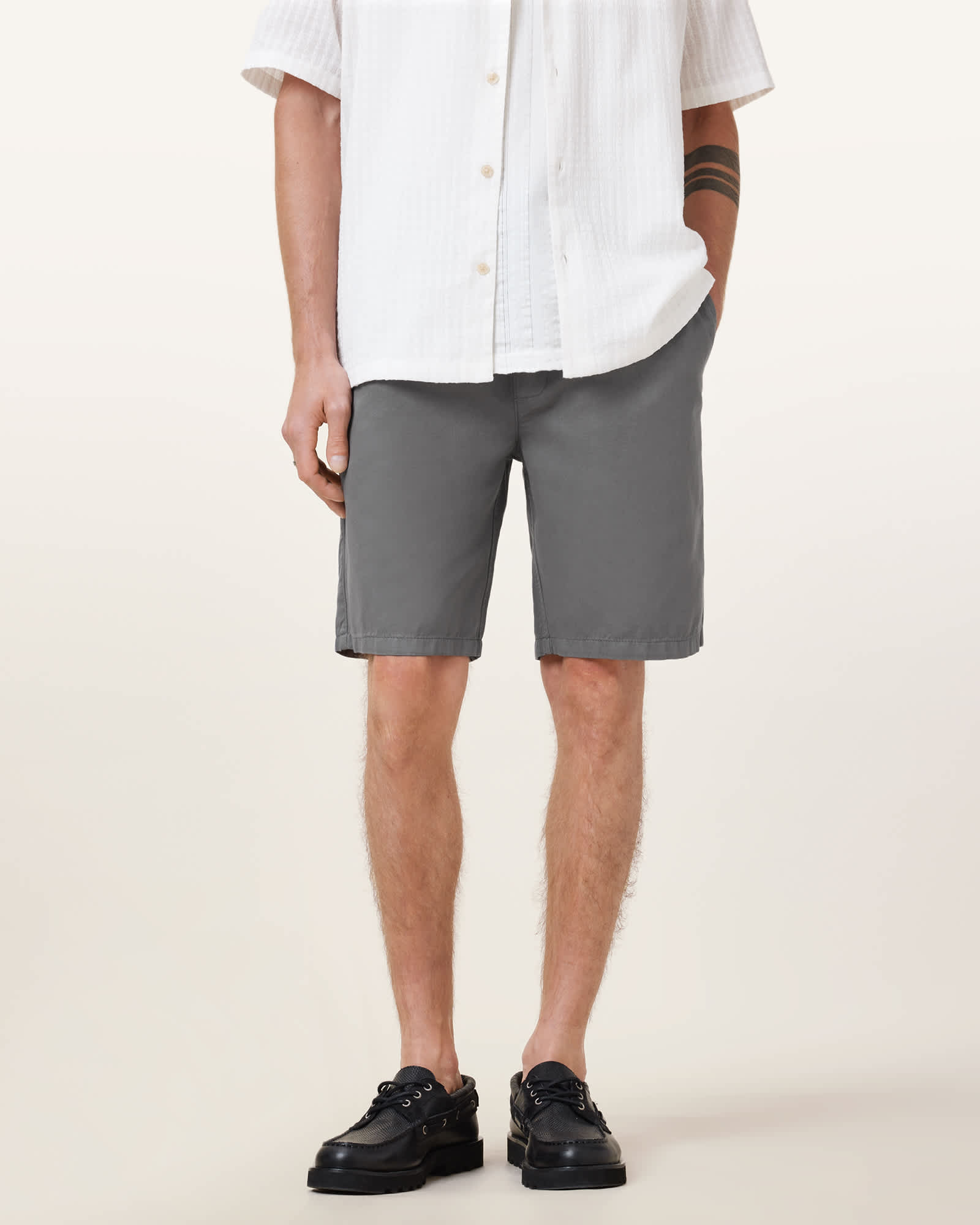 All Saints Hanbury Relaxed Fit Shorts Pillar Grey