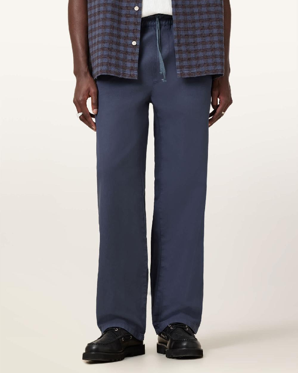 All Saints Hanbury Straight Fit Pants Odyssey Blue