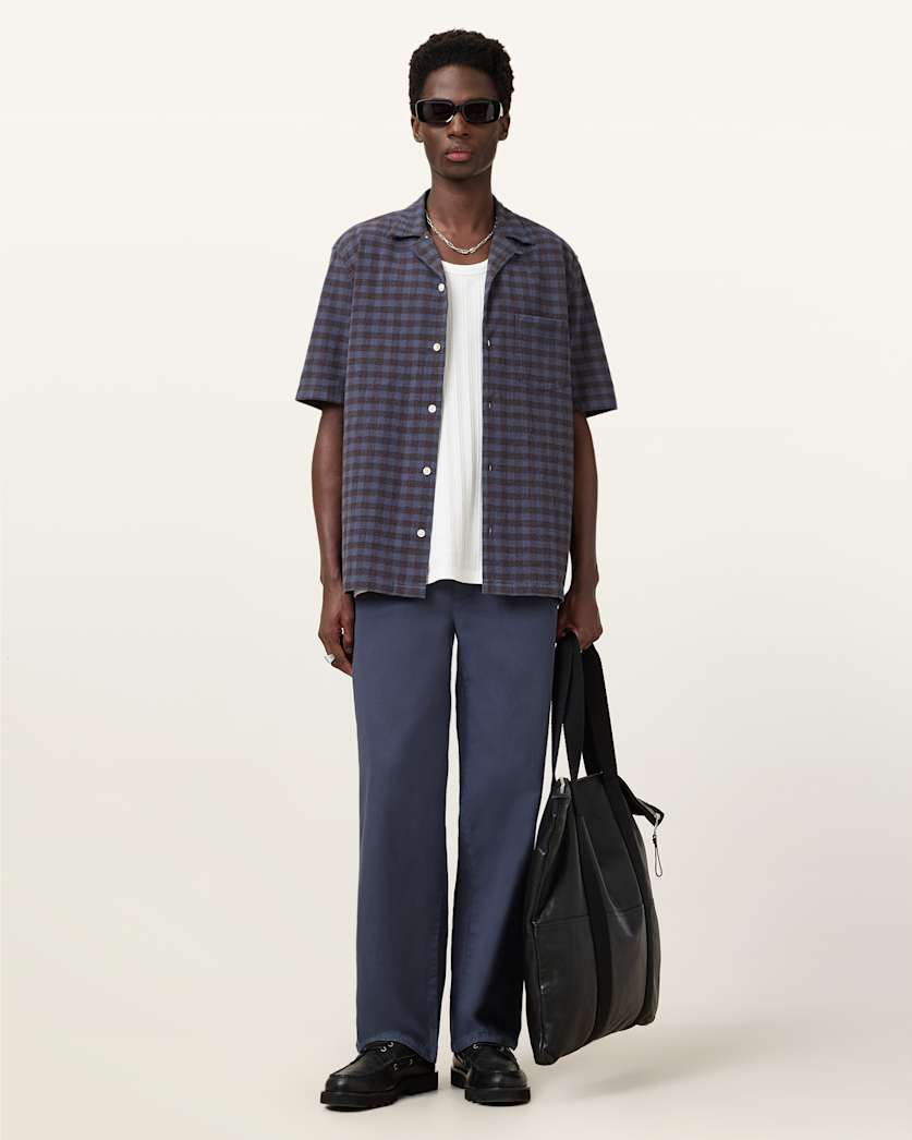 all saints Hanbury Straight Fit Pants Odyssey Blue