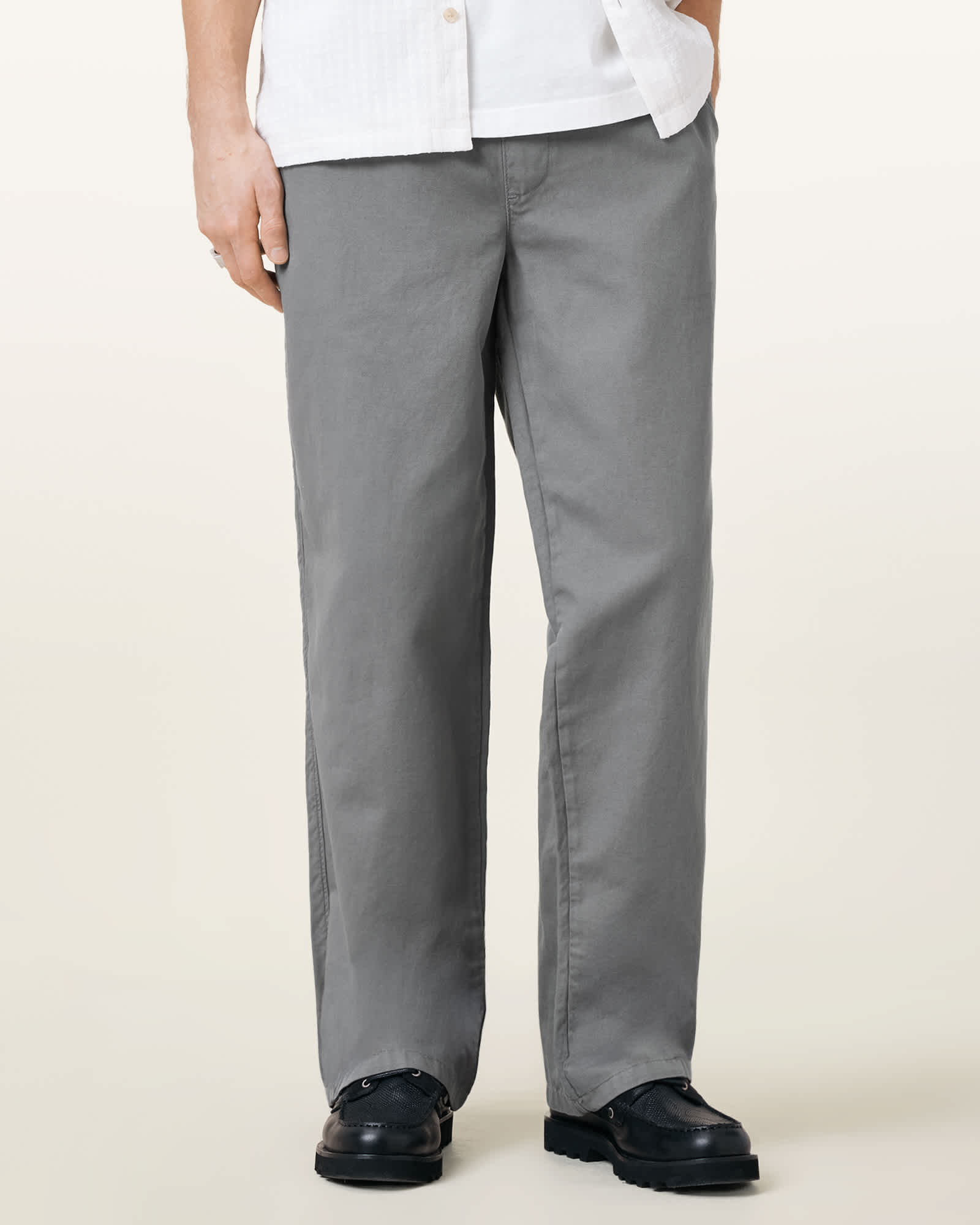 All Saints Hanbury Straight Fit Pants Pillar Grey