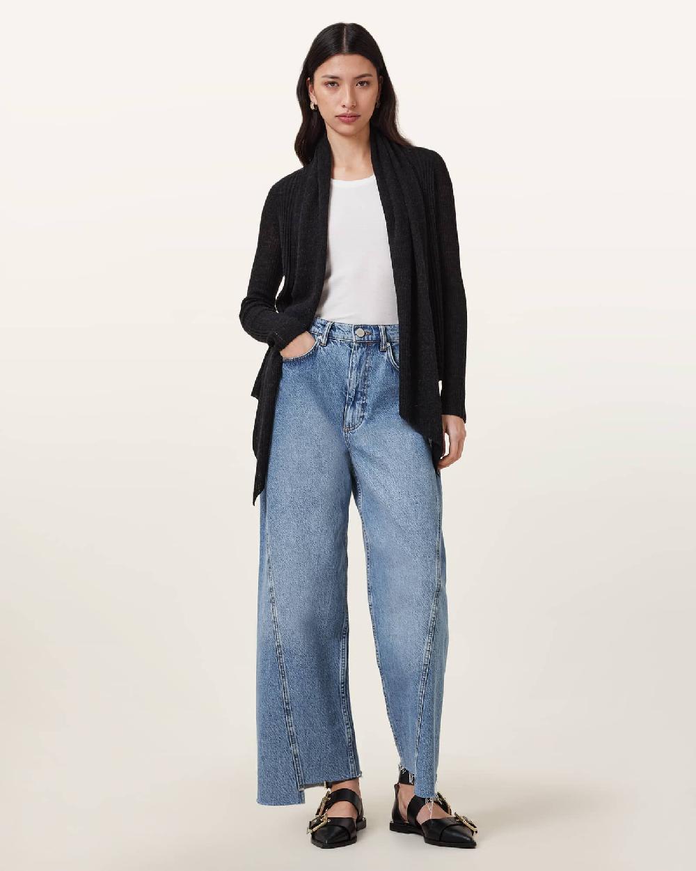 All Saints Harper Pirate Open Front Cardigan Black