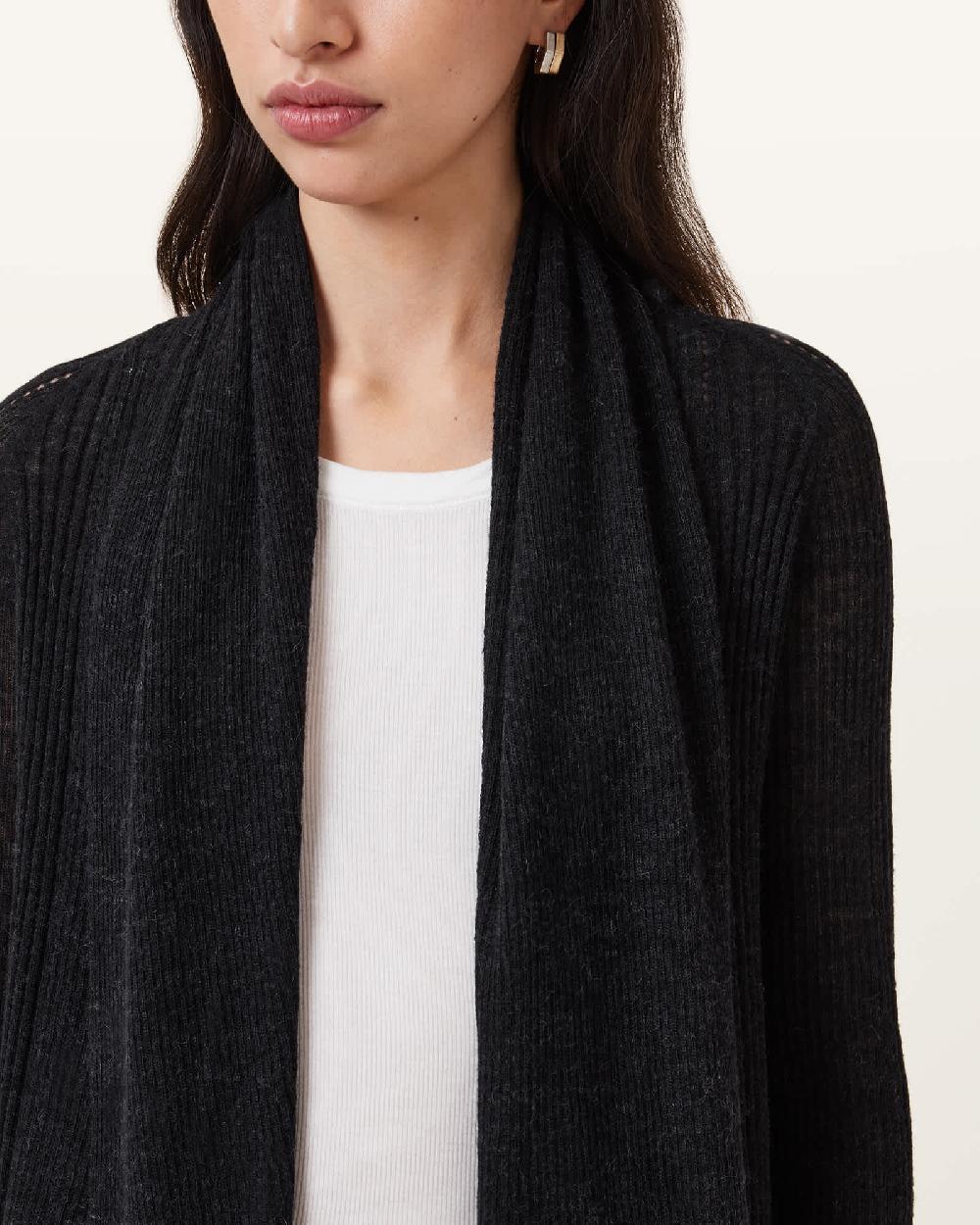 All Saints Harper Pirate Open Front Cardigan Black