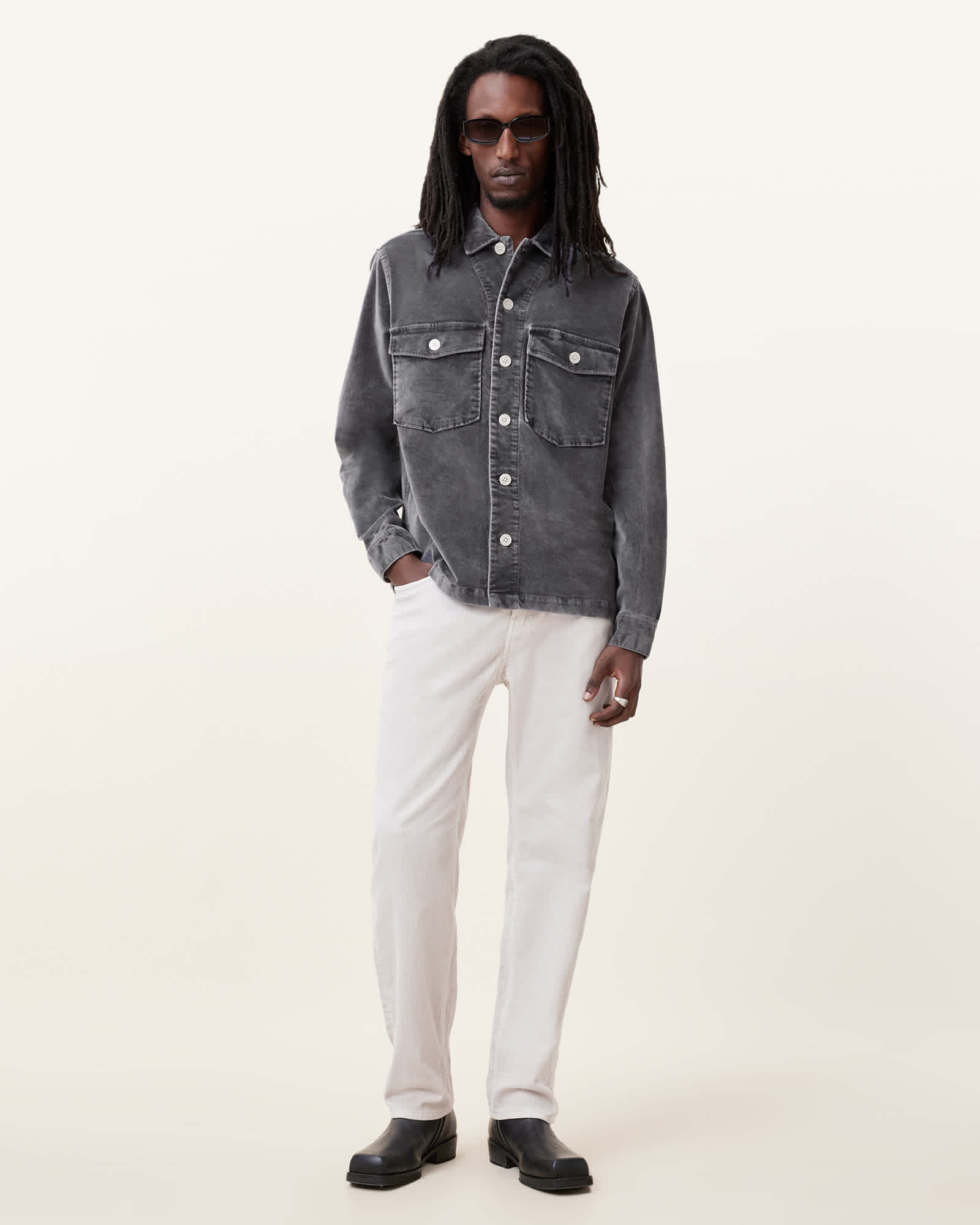 All Saints Harrier Relaxed Fit Shirt Iron Grey