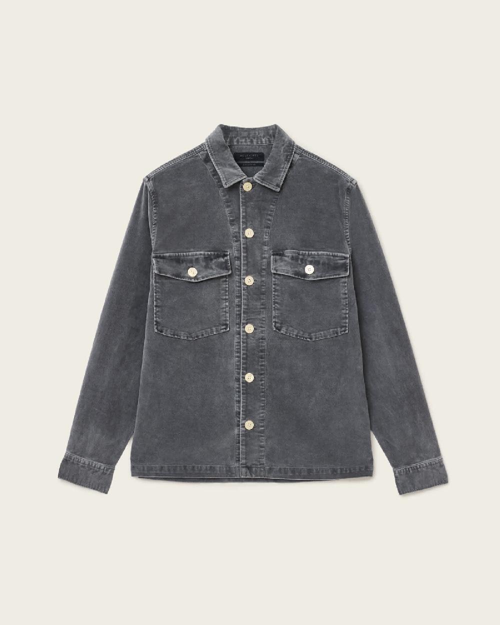 All Saints Harrier Relaxed Fit Shirt Iron Grey