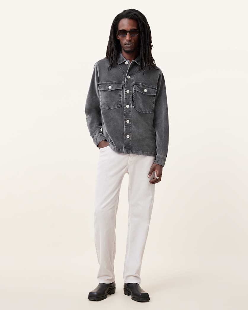 all saints Harrier Relaxed Fit Shirt Iron Grey