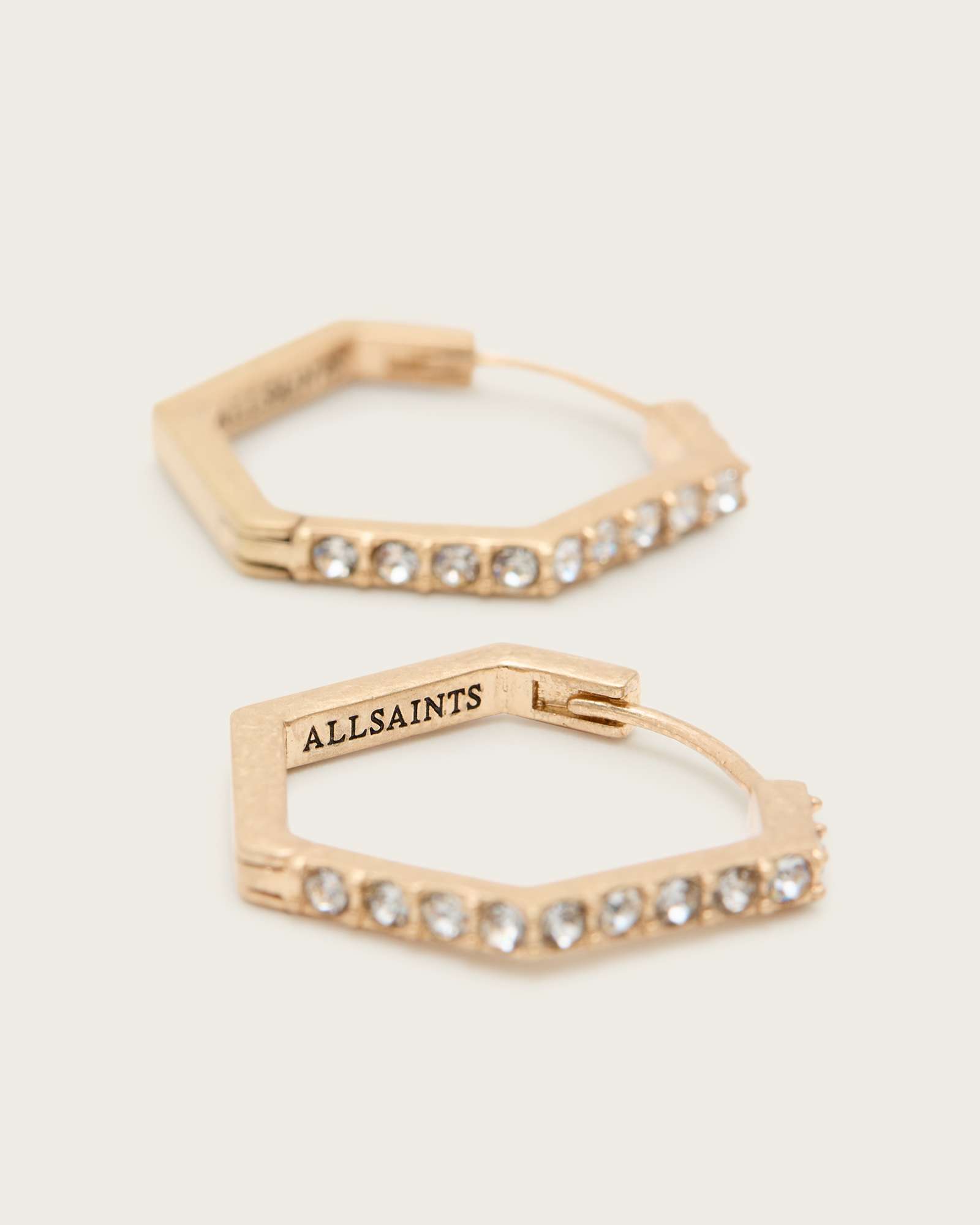 All Saints Hattie Hex Hoop Earrings Warm Brass