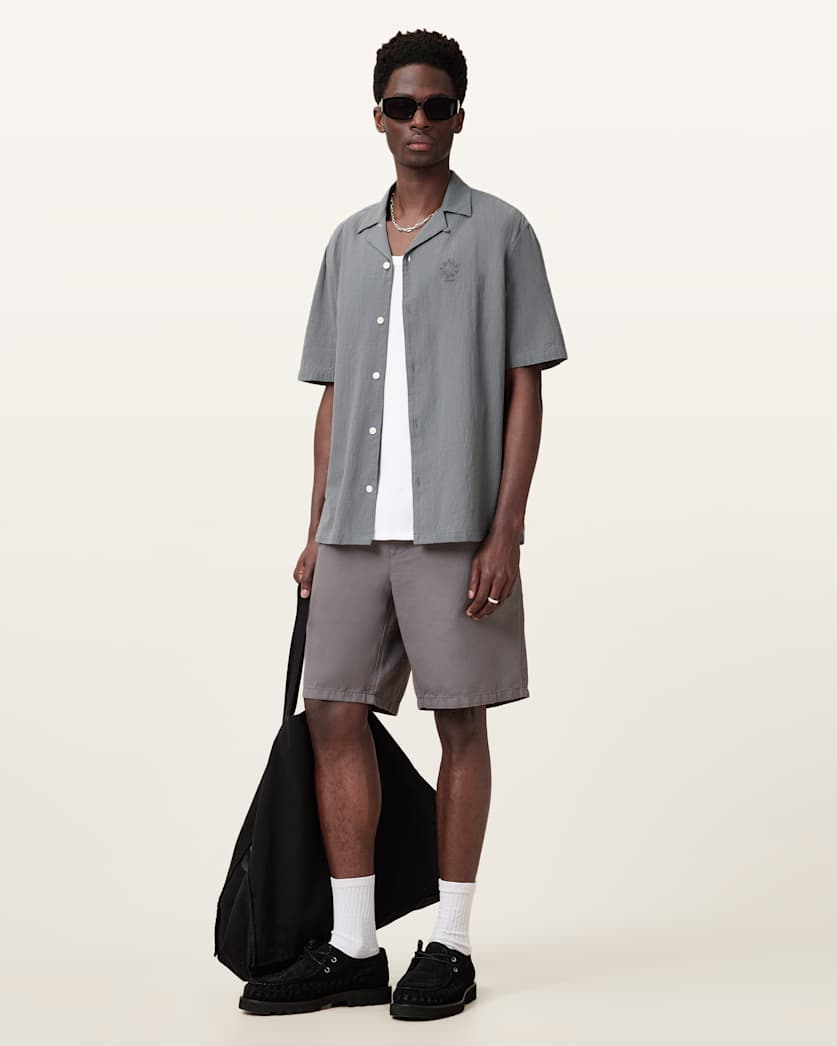 all saints Haven Short Sleeve Shirt Pillar Grey