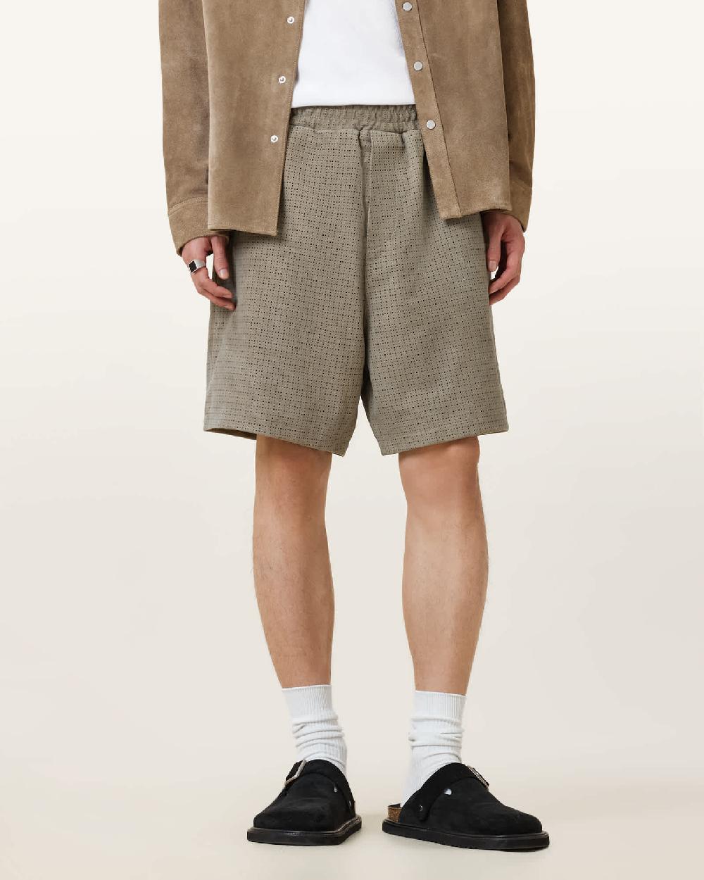 All Saints Heeley Suede Shorts Barrel Brown