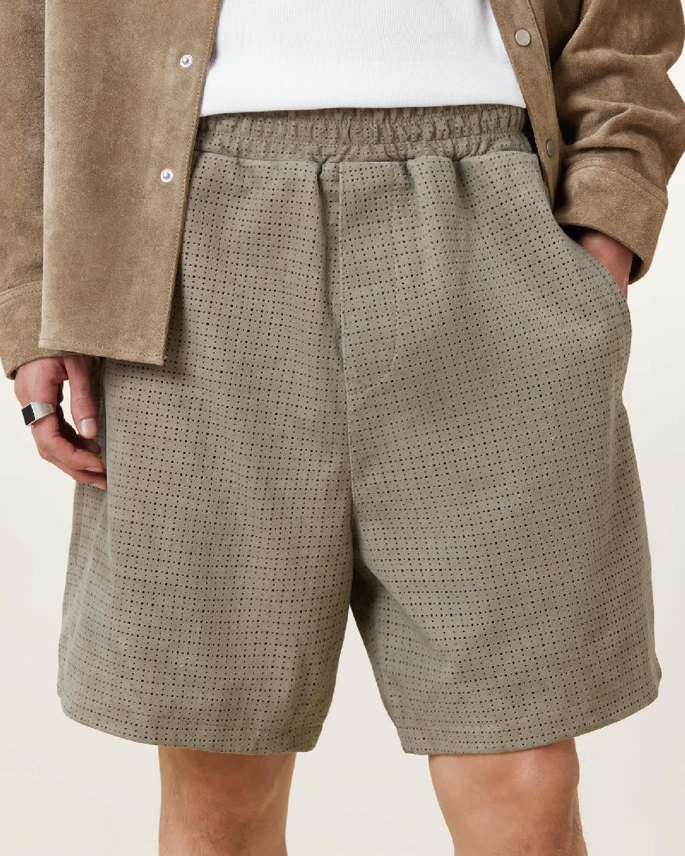 All Saints Heeley Suede Shorts Barrel Brown