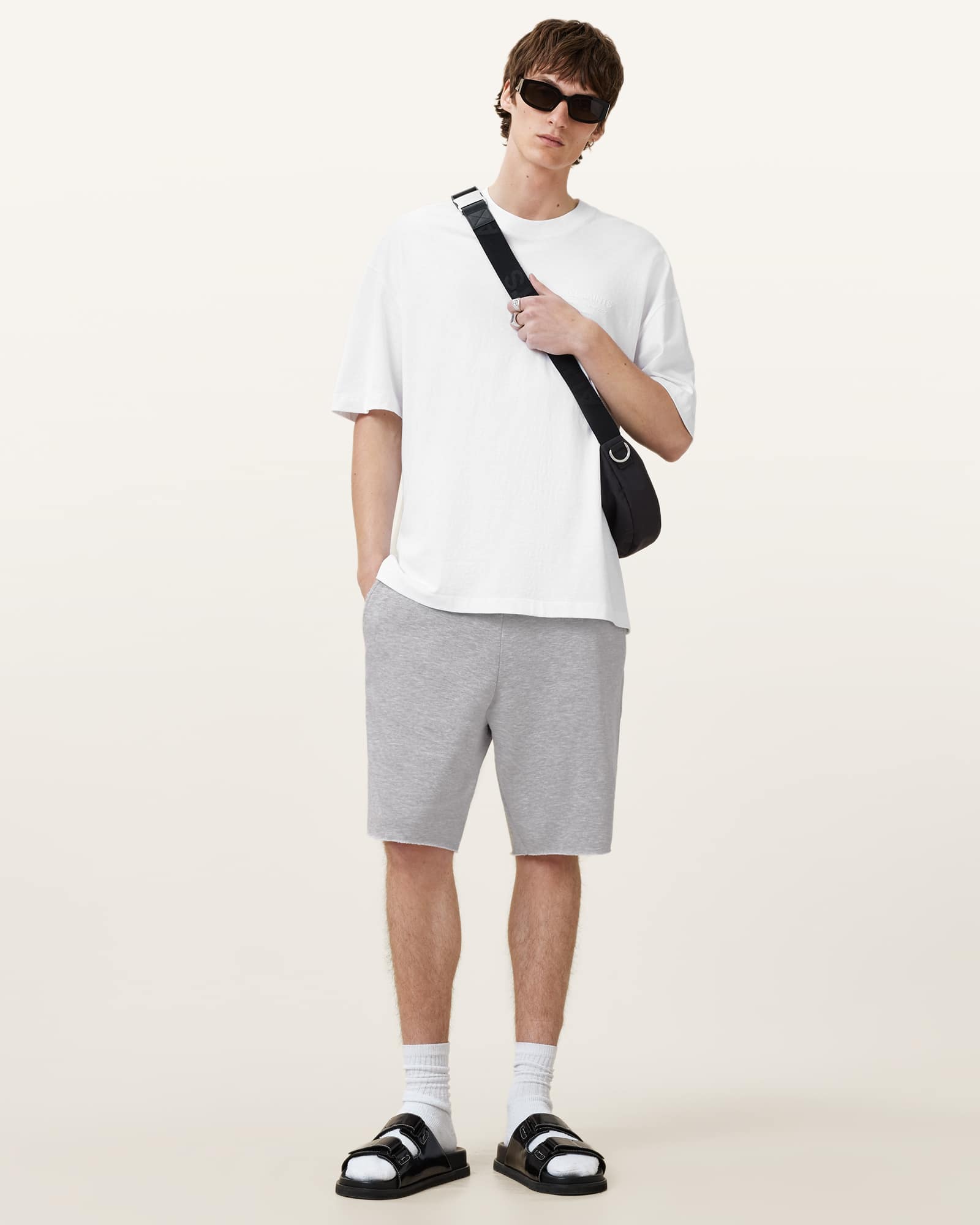 All Saints Helix Grey Sweat Shorts Grey Marl