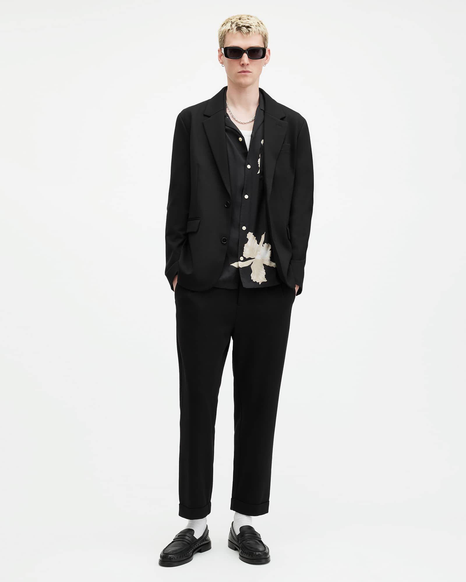 All Saints Helm Slim Fit Lightweight Blazer Black