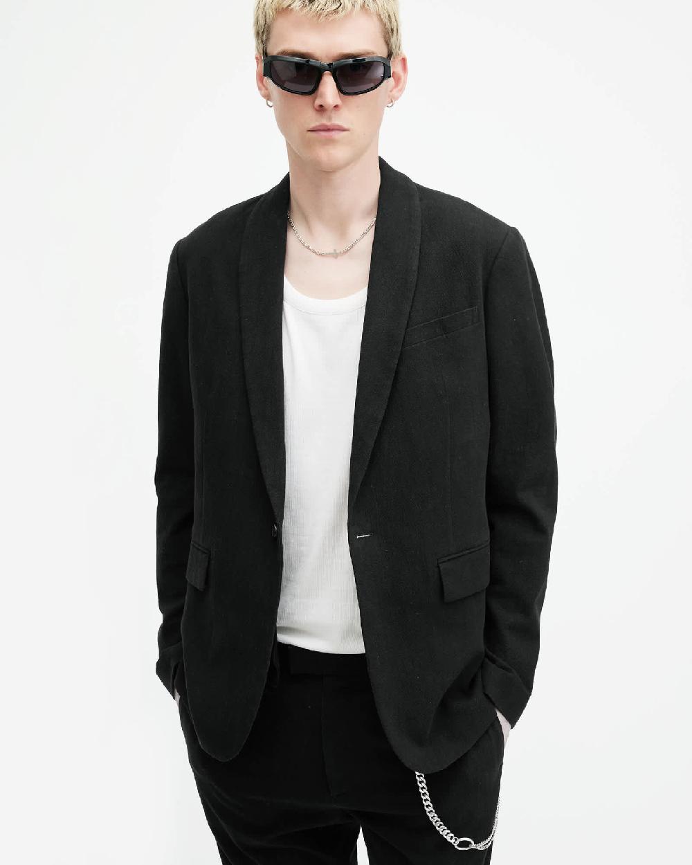 All Saints Heron Slim Fit Blazer Black