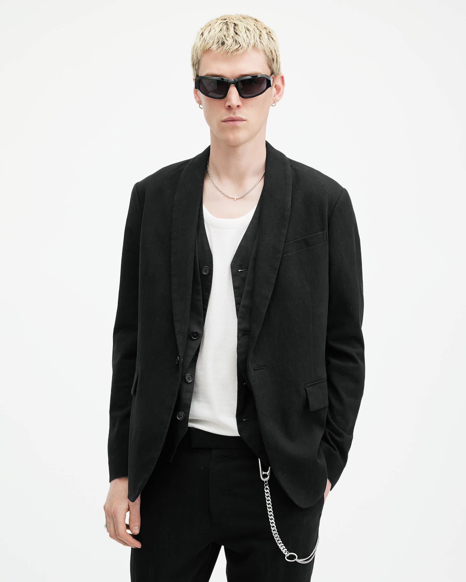 All Saints Heron Slim Fit Blazer Black