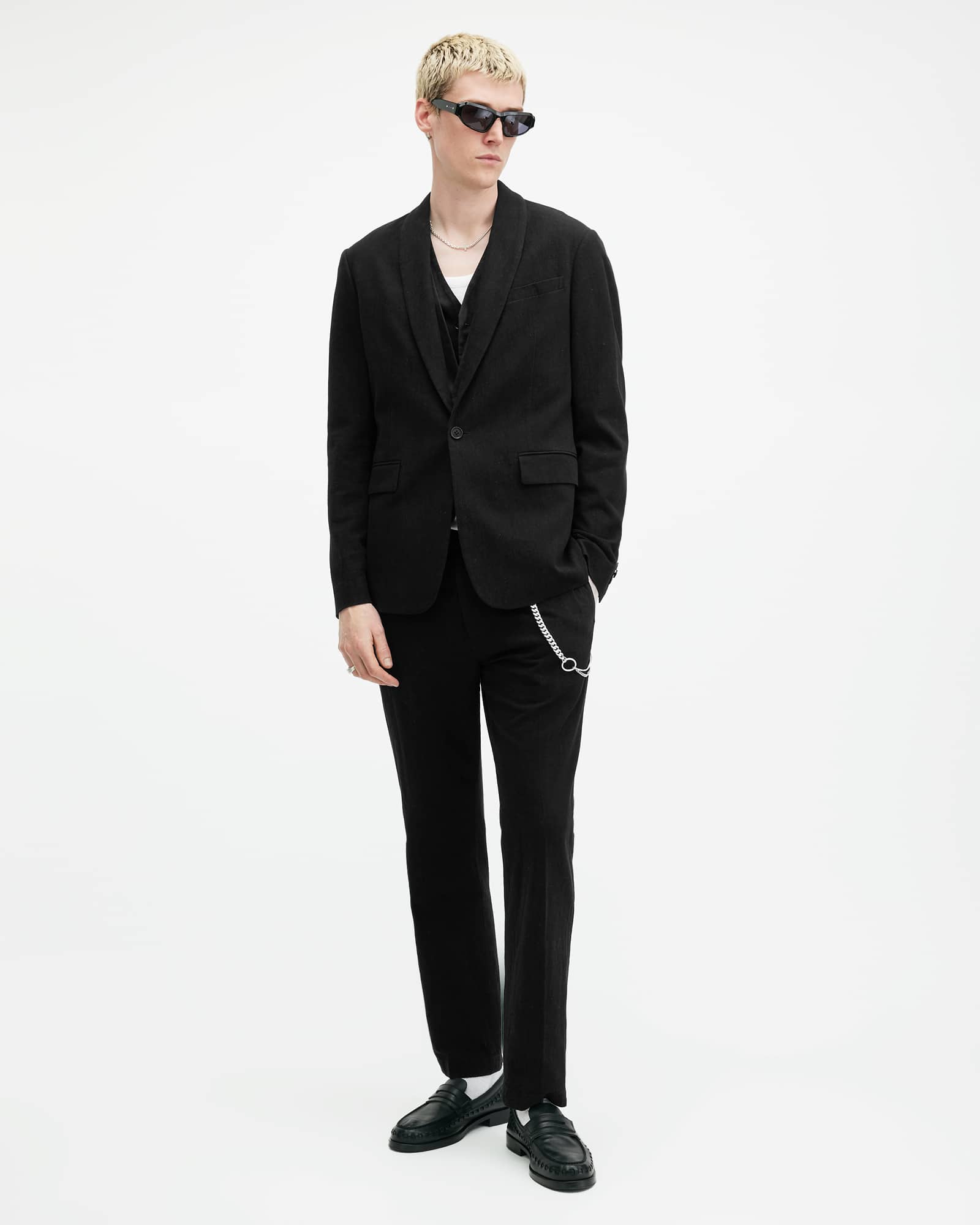 All Saints Heron Slim Fit Blazer Black