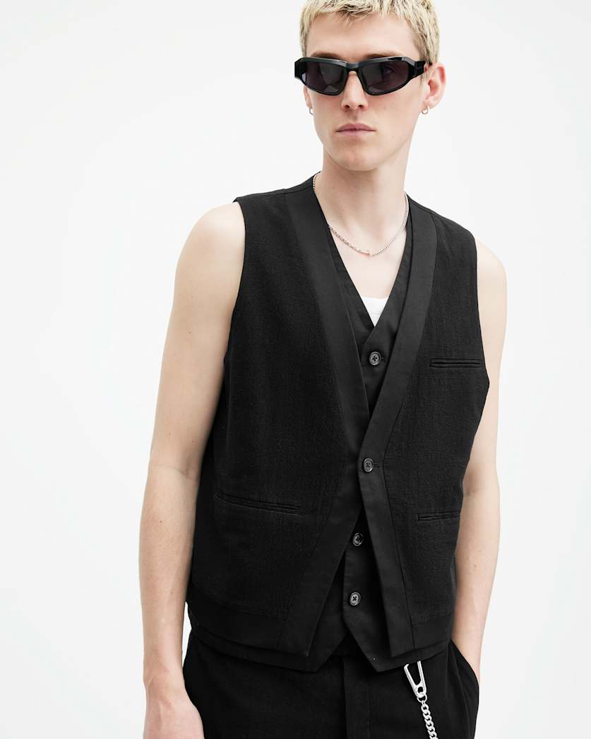 all saints Heron Slim Fit Vest Black