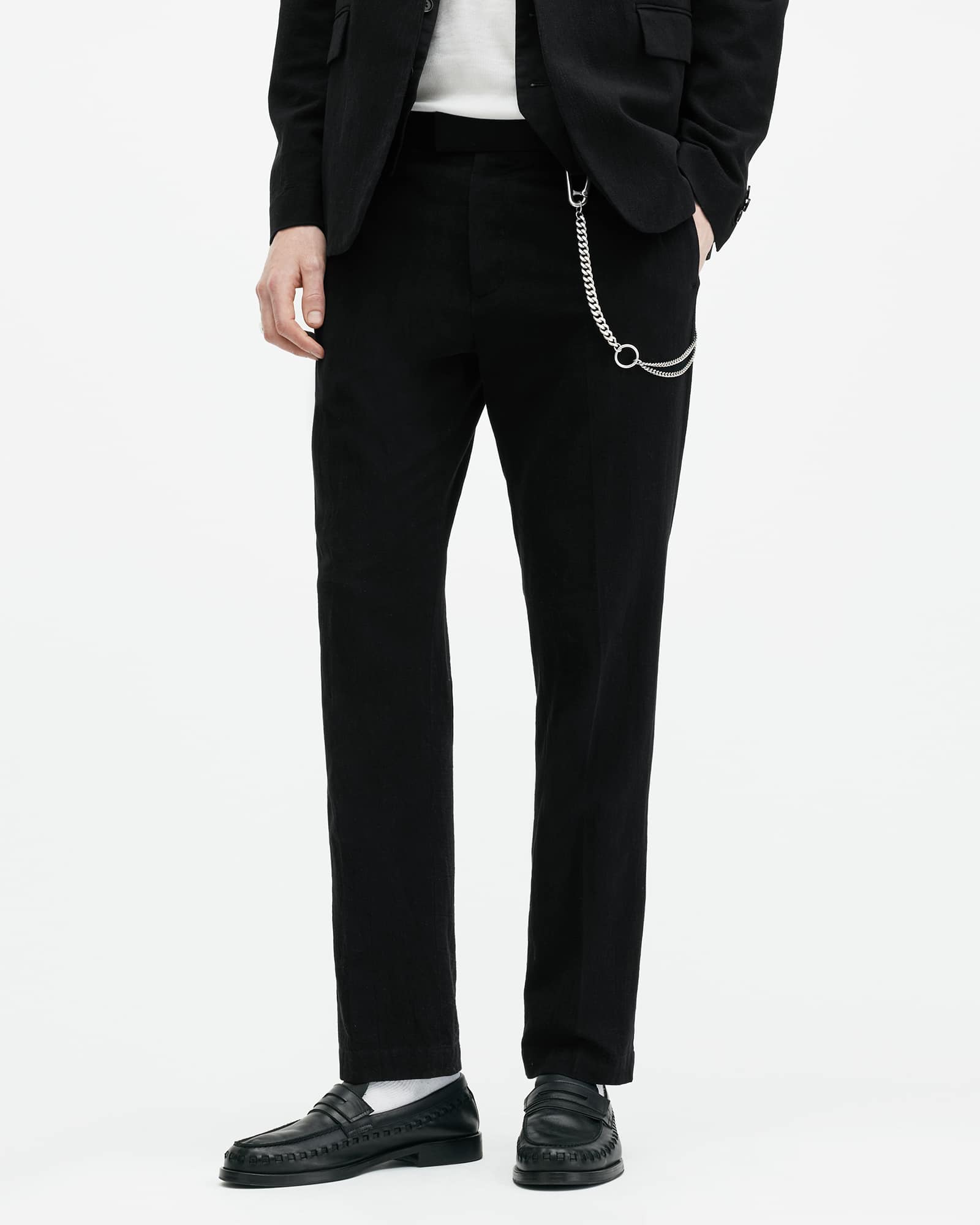 All Saints Heron Tailored Straight Leg Pants Black