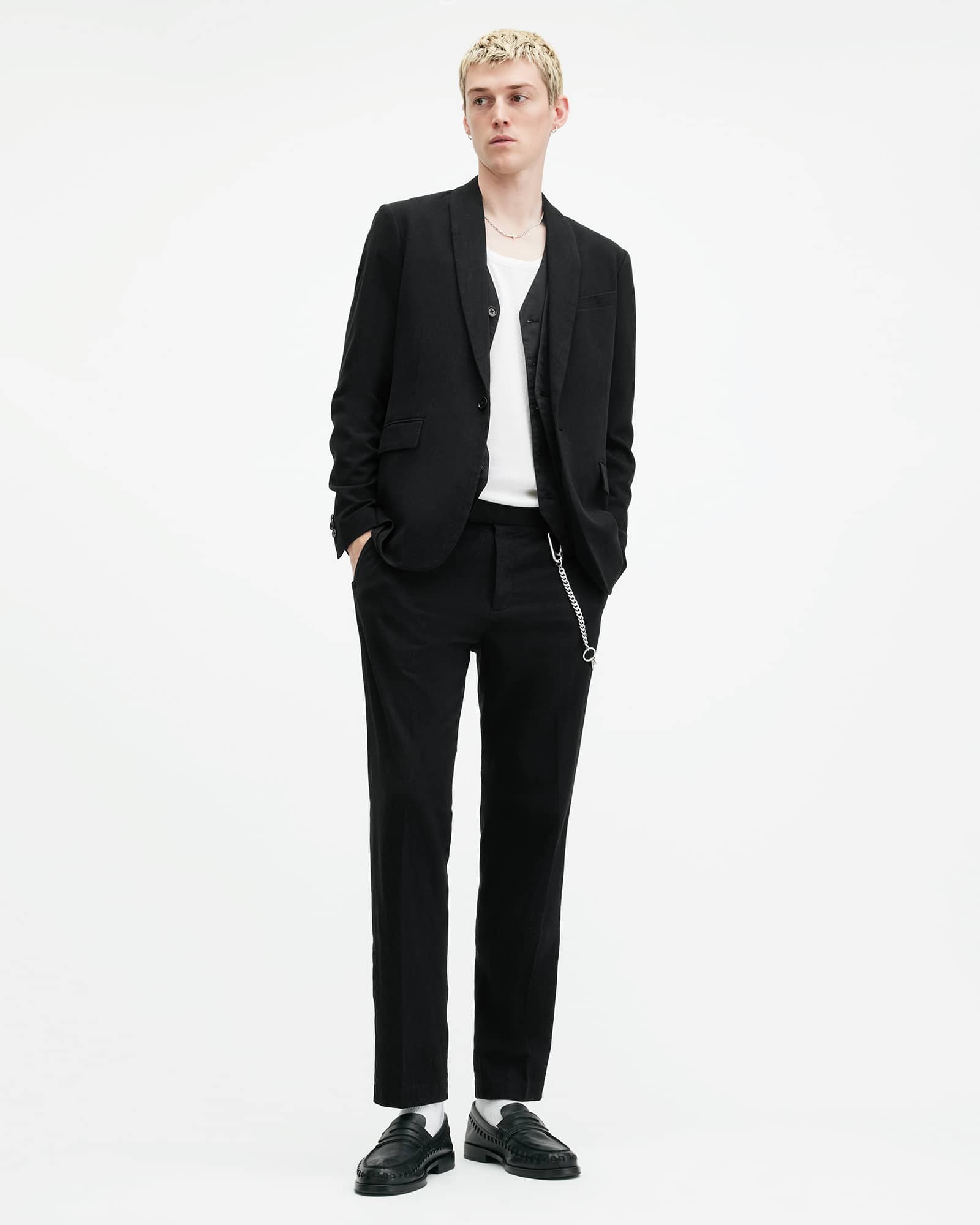 All Saints Heron Tailored Straight Leg Pants Black