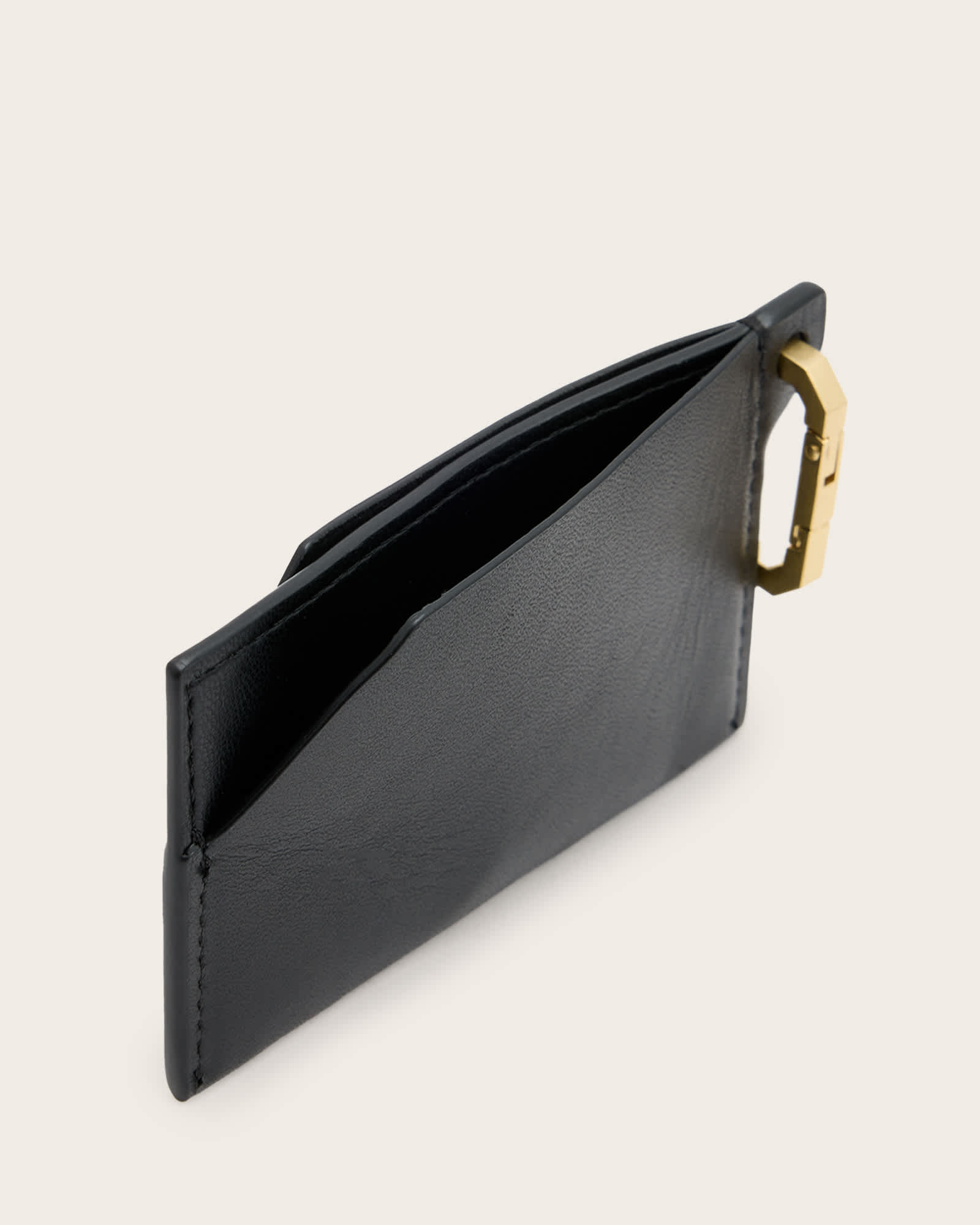 All Saints Hex Leather Cardholder Black