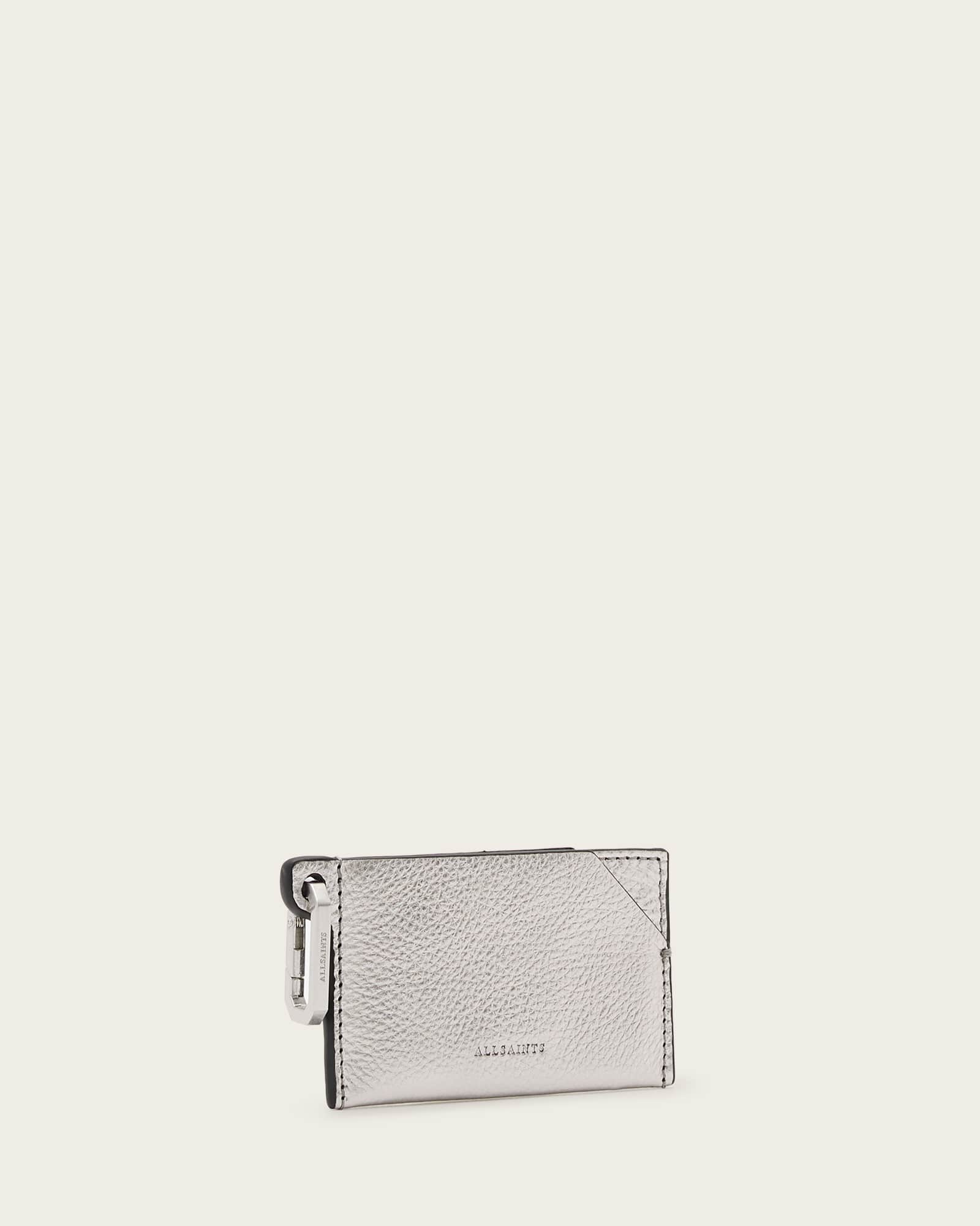 All Saints Hex Leather Cardholder Silver