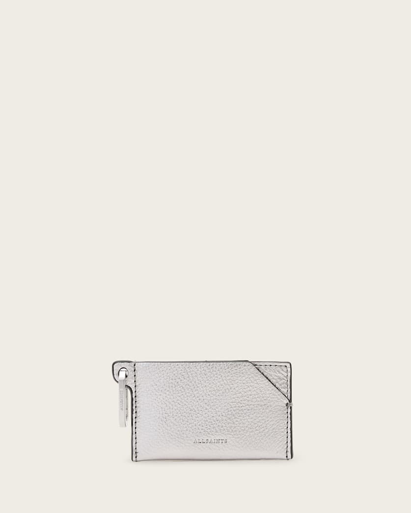 all saints Hex Leather Cardholder Silver