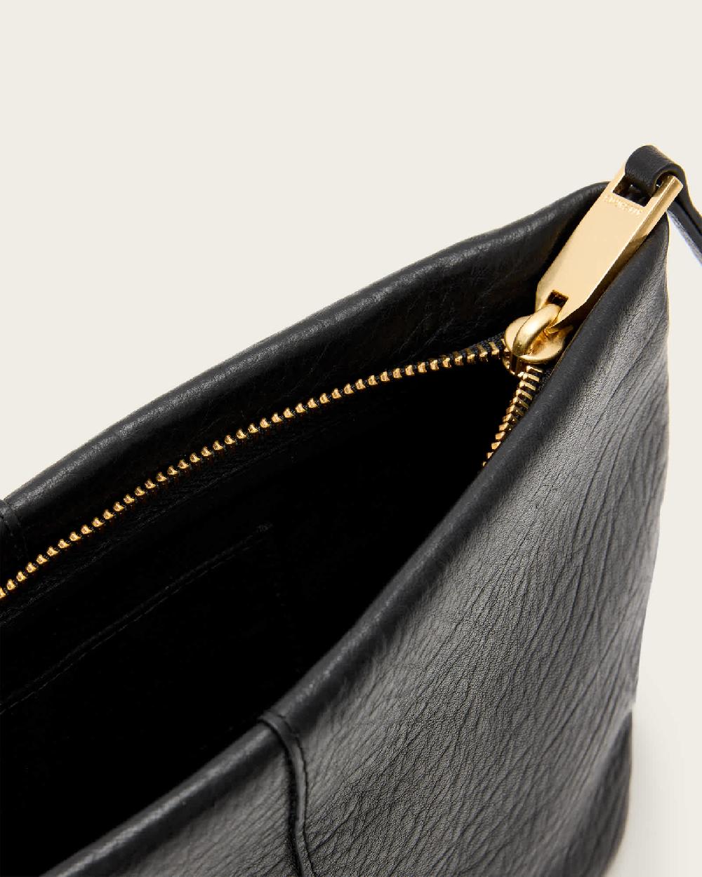 All Saints Hex Leather Pouch Black