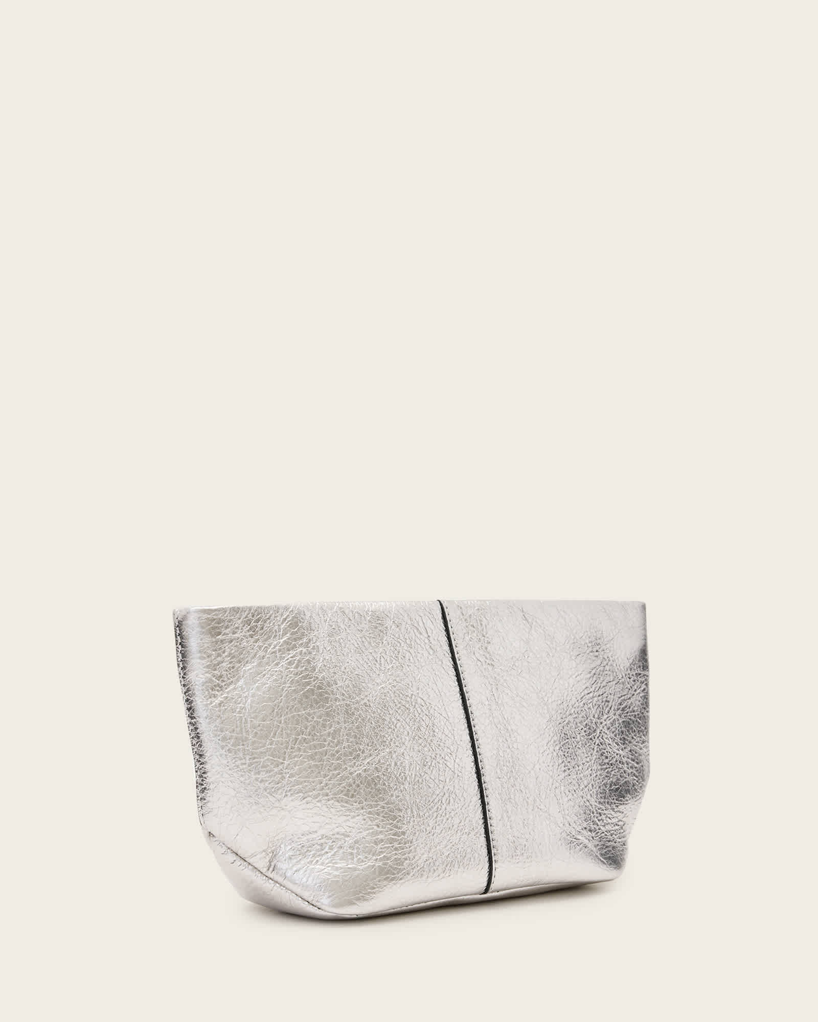 All Saints Hex Leather Pouch Silver