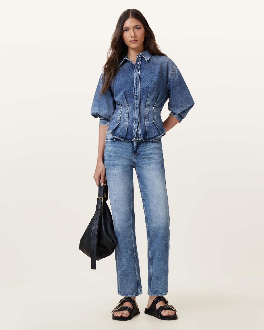All Saints Ida Straight Leg Jeans Mid Indigo
