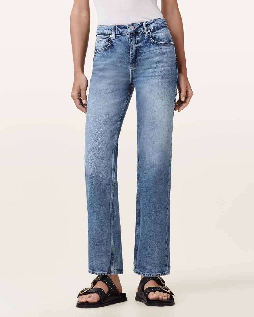 All Saints Ida Straight Leg Jeans Mid Indigo