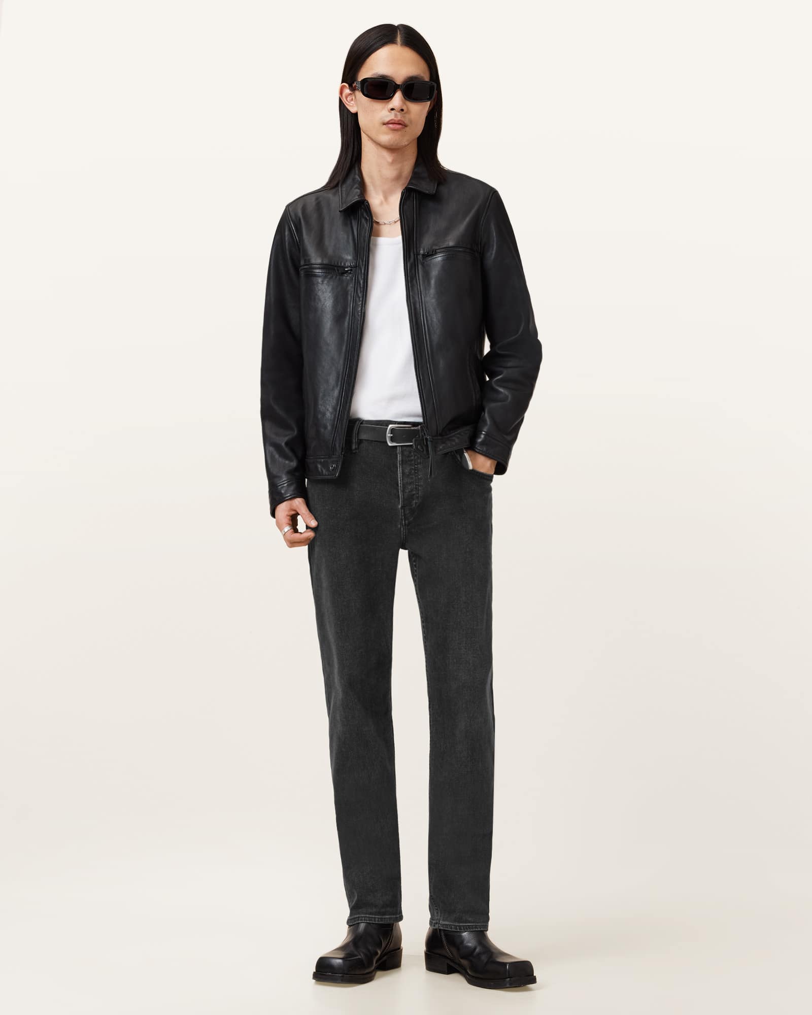 All Saints Iggy Slim Fit Denim Jeans Washed Black