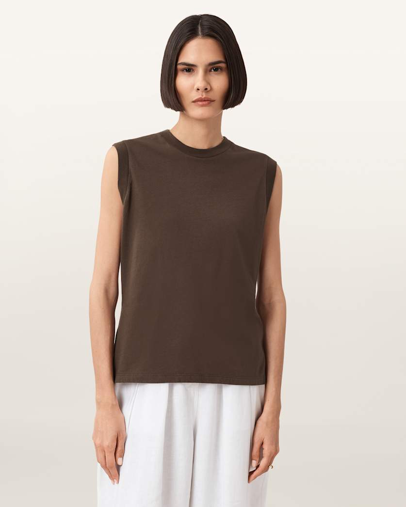 all saints Imogen Sleeveless Tank Top Bitter Brown
