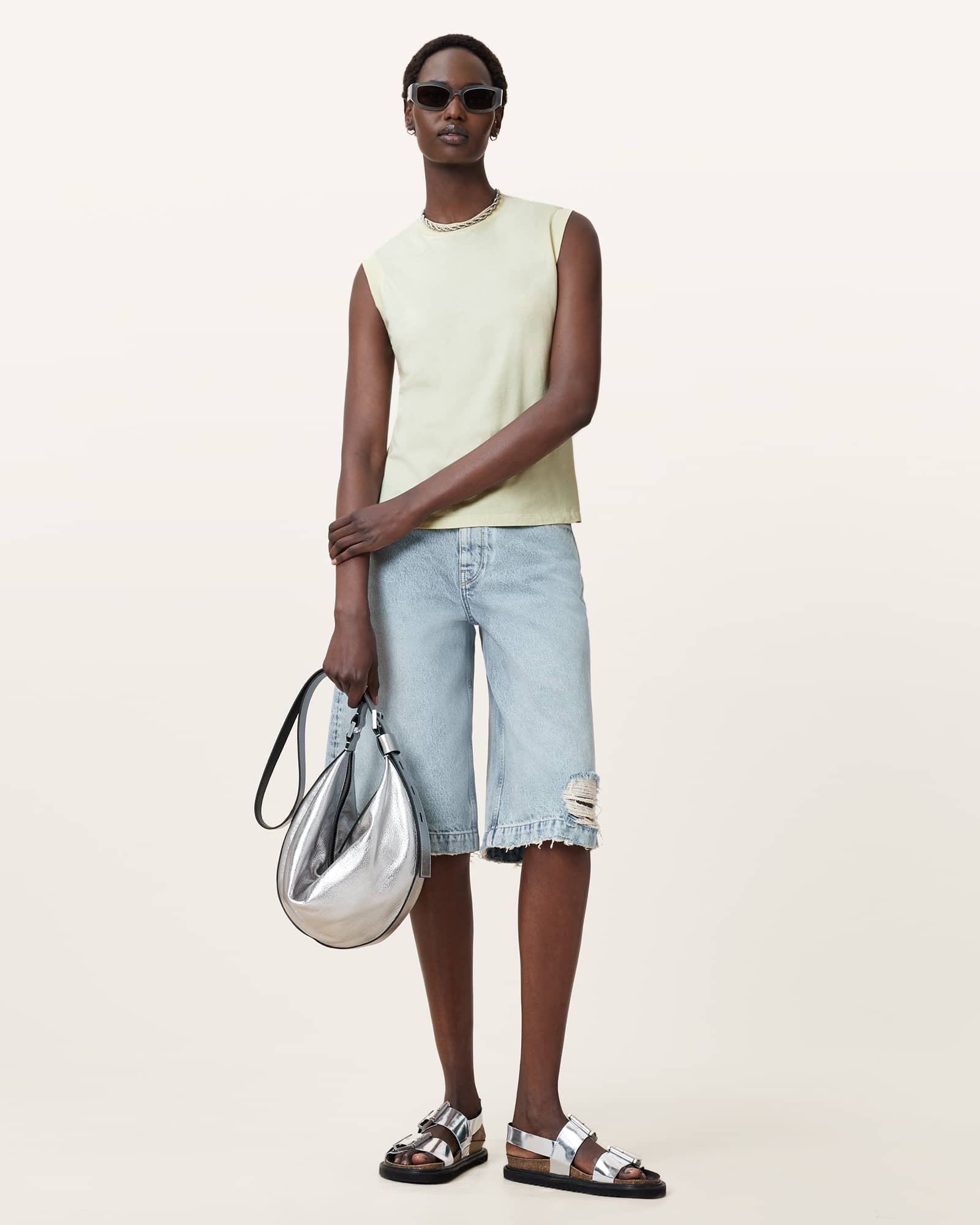 All Saints Imogen Sleeveless Tank Top JADE GREEN