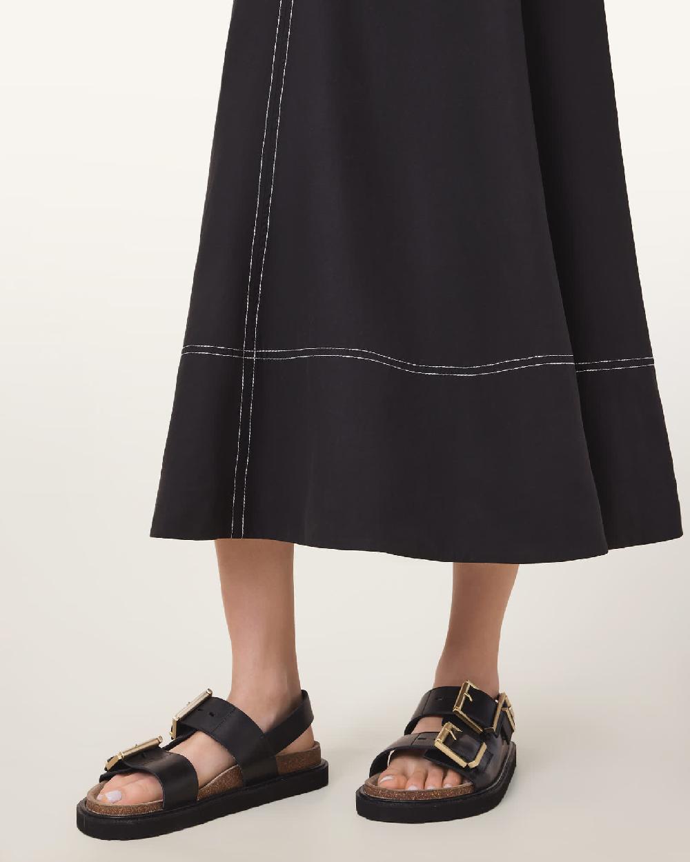 All Saints Isla Leather Sandals Black