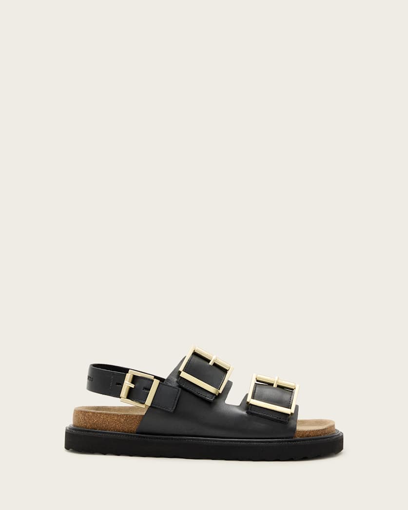 all saints Isla Leather Sandals Black