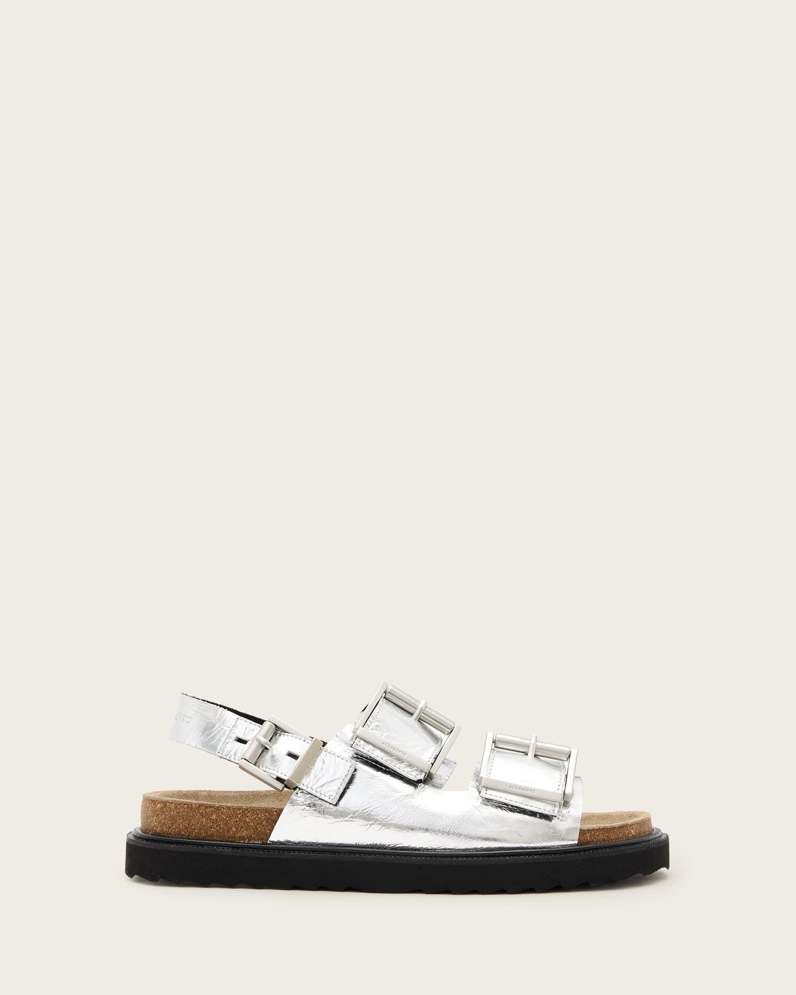 All Saints Isla Leather Sandals Silver