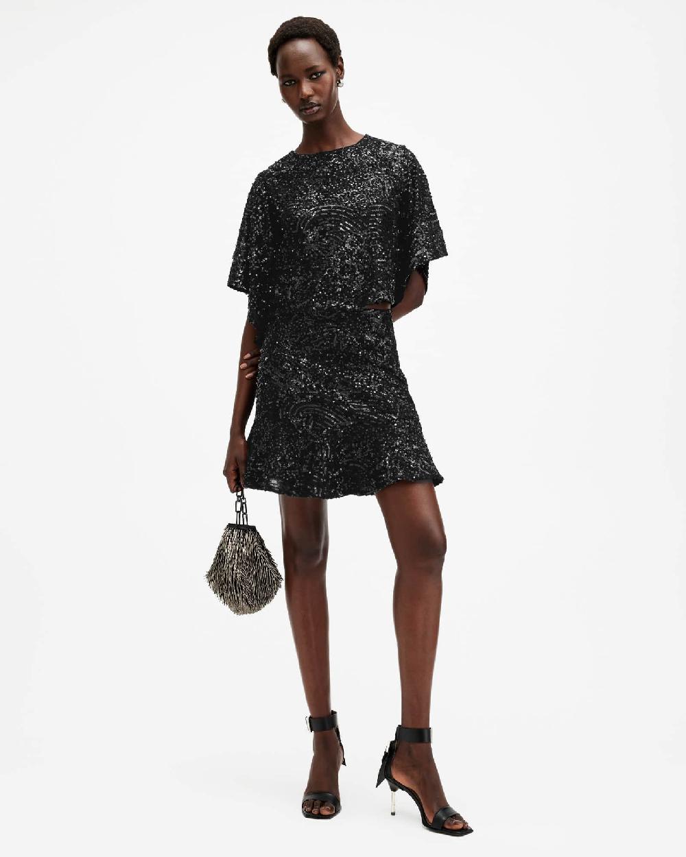 All Saints Ivy Embellished Mini Skirt Black