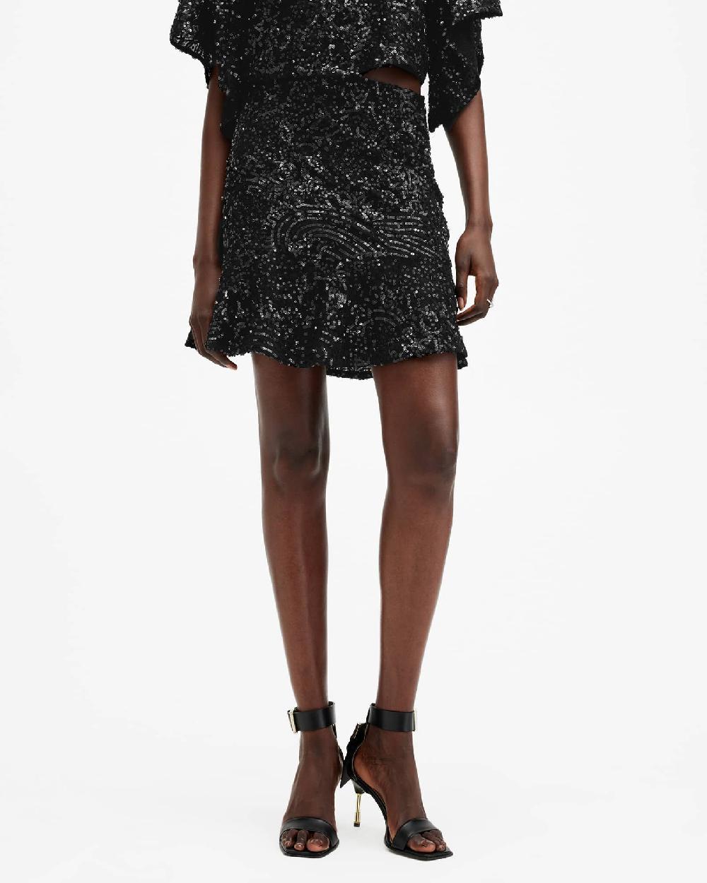 All Saints Ivy Embellished Mini Skirt Black