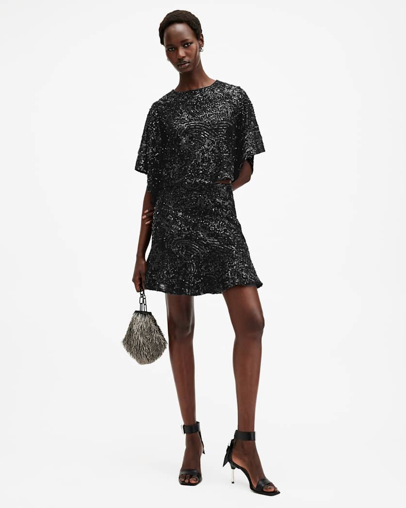 all saints Ivy Embellished Mini Skirt Black