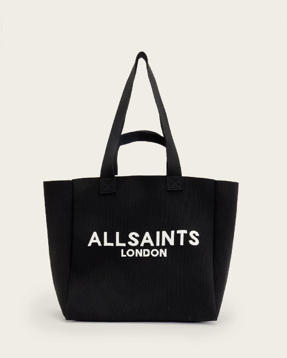 All Saints Izzy Large Logo Knitted Tote Bag Black