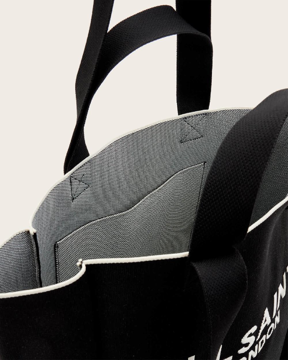 All Saints Izzy Large Logo Knitted Tote Bag Black