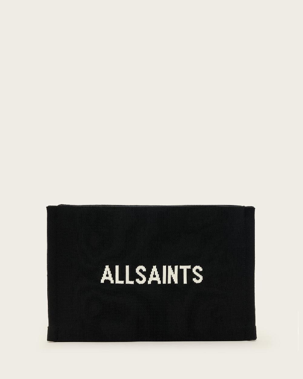 All Saints Izzy Logo Knitted Clutch Black