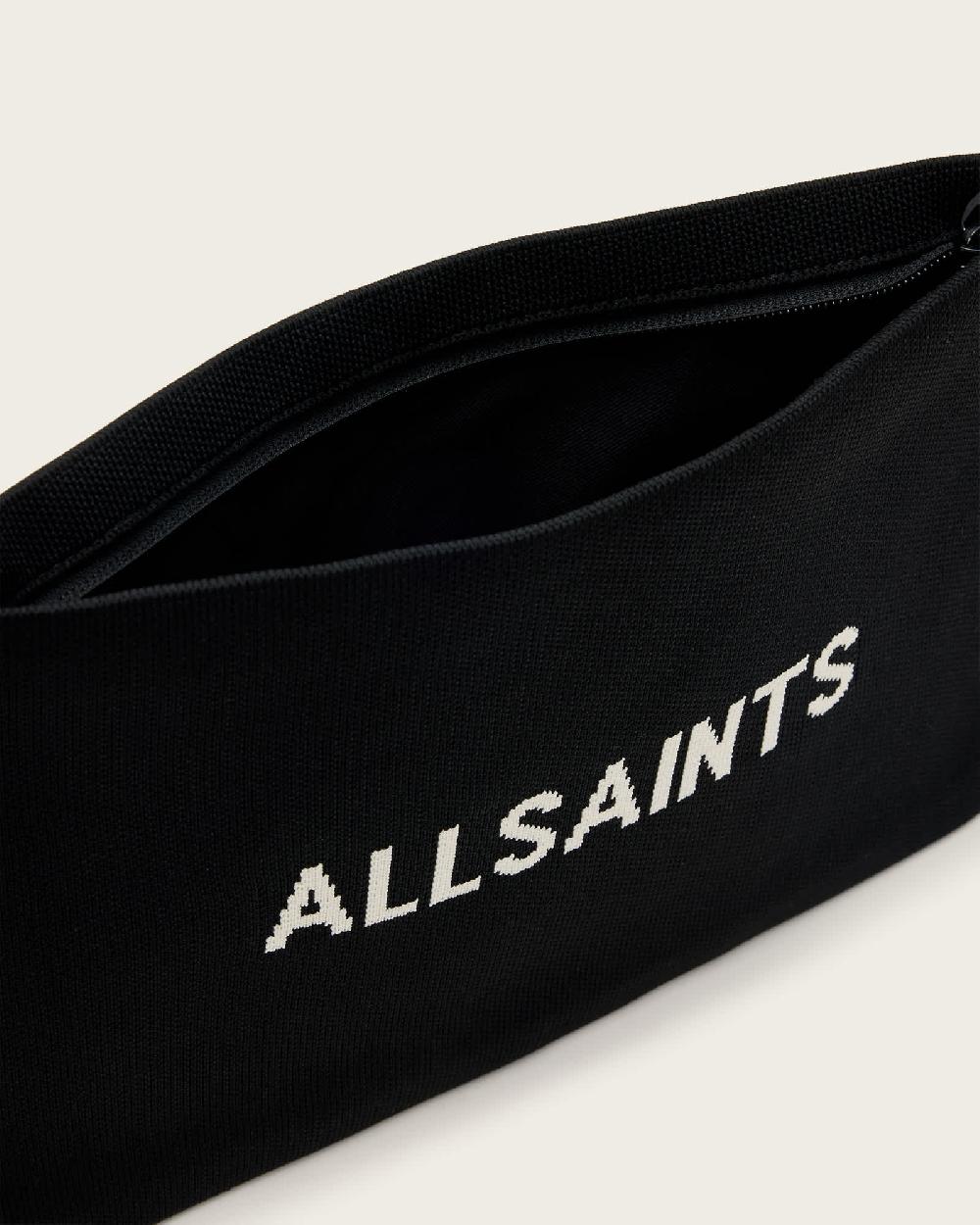 All Saints Izzy Logo Knitted Clutch Black